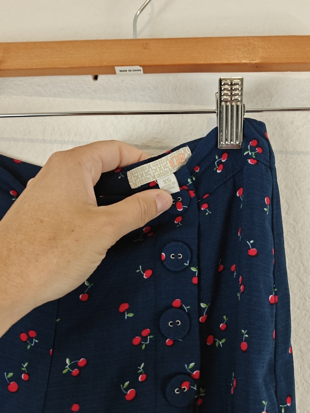Gianni Bini Cherry Print Wide-Leg Sailor Pants ๐ Navy Retro Chic High-Waist XS - Picture 6 of 12